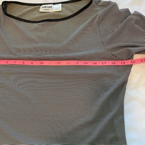 CHICO's Market 3/4 sleeve black cream striped size 12 - Picture 7 of 9